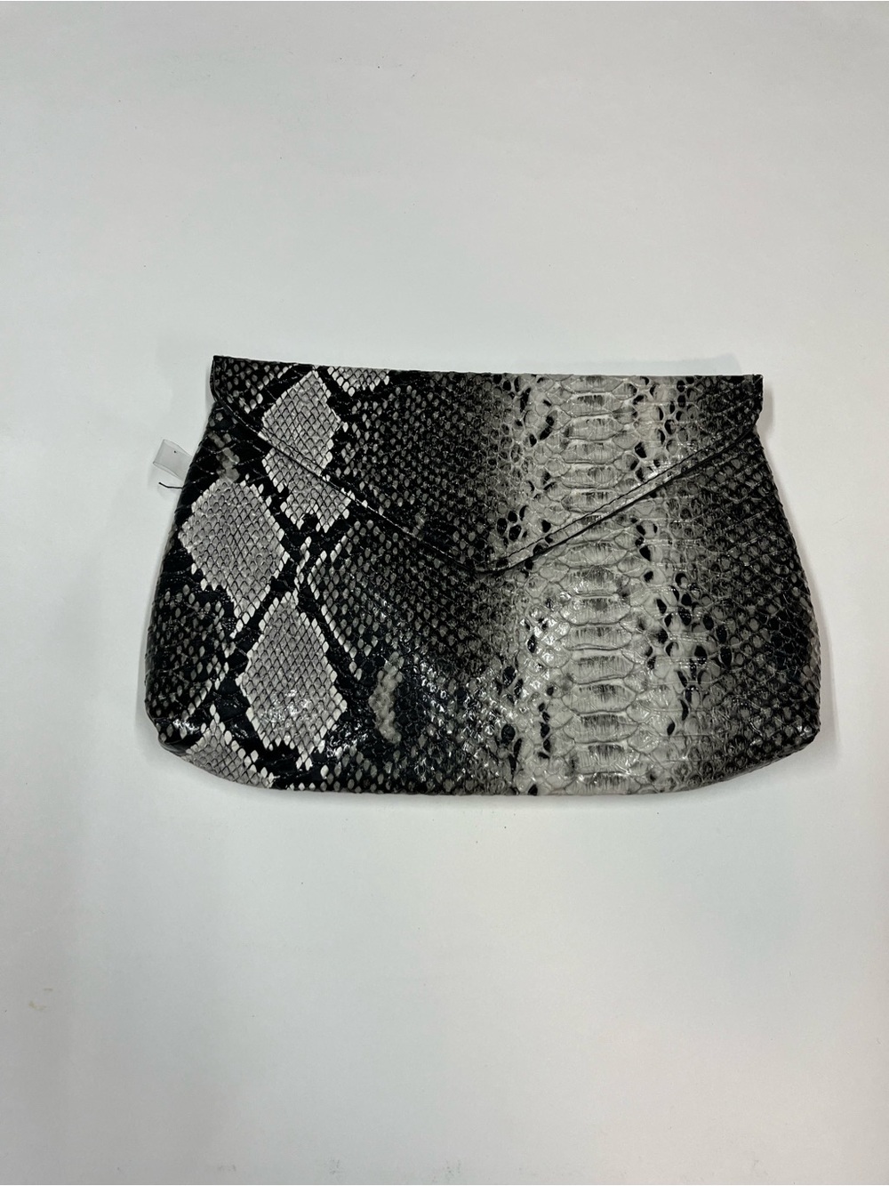 Snake Print Envelope Clutch in Black and Gray
